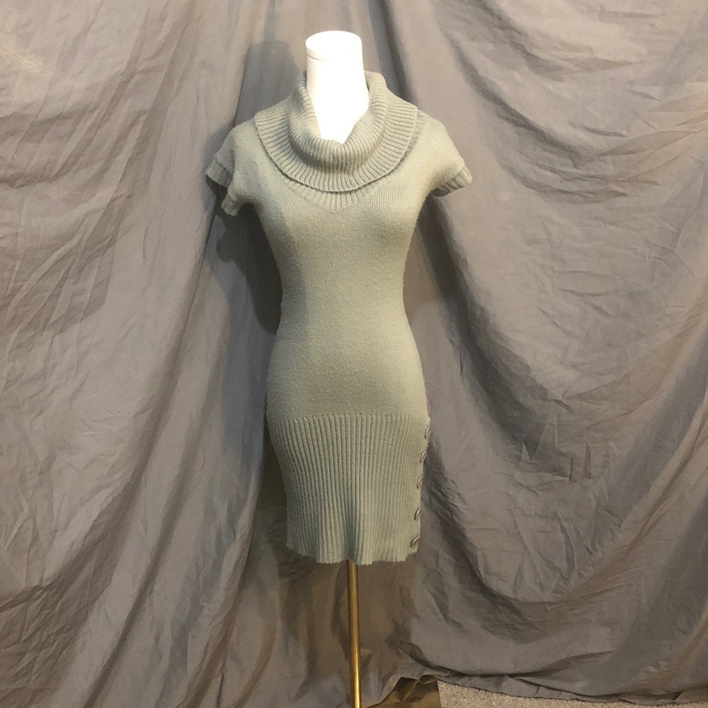 Cowl Neck Sweater Dress Grey Neutral Tailored Size Extra Small XS